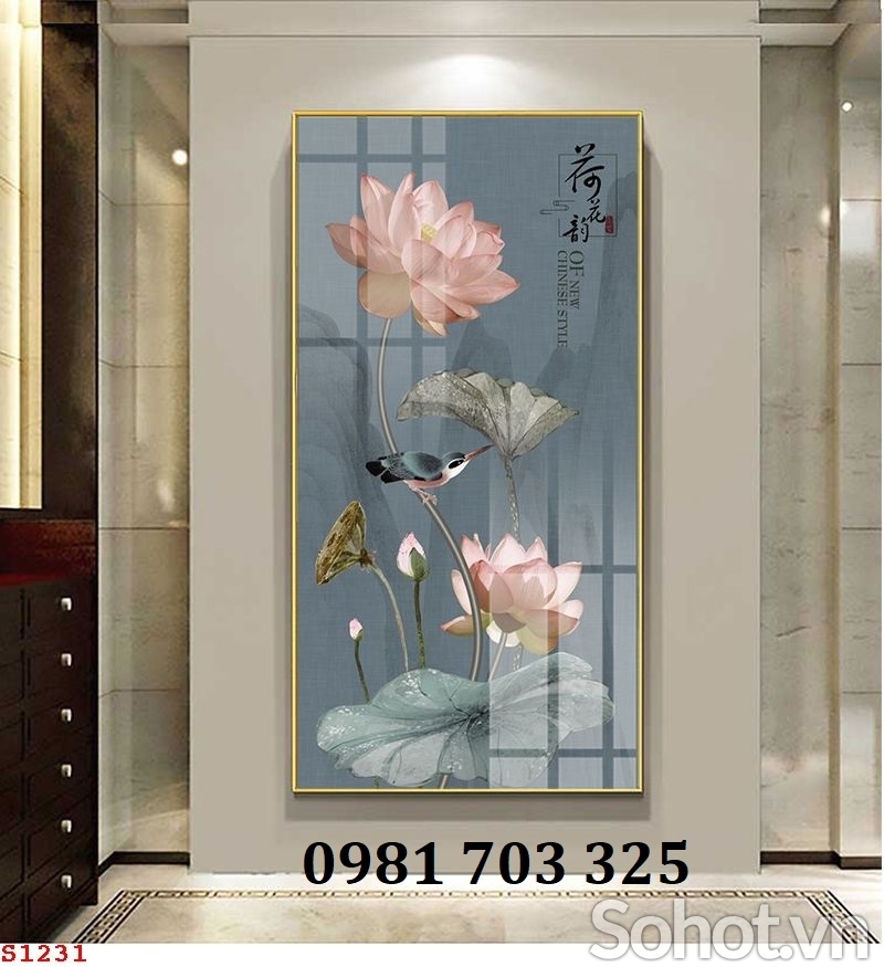 Tranh gạch hoa sen cao cấp trang trí tường