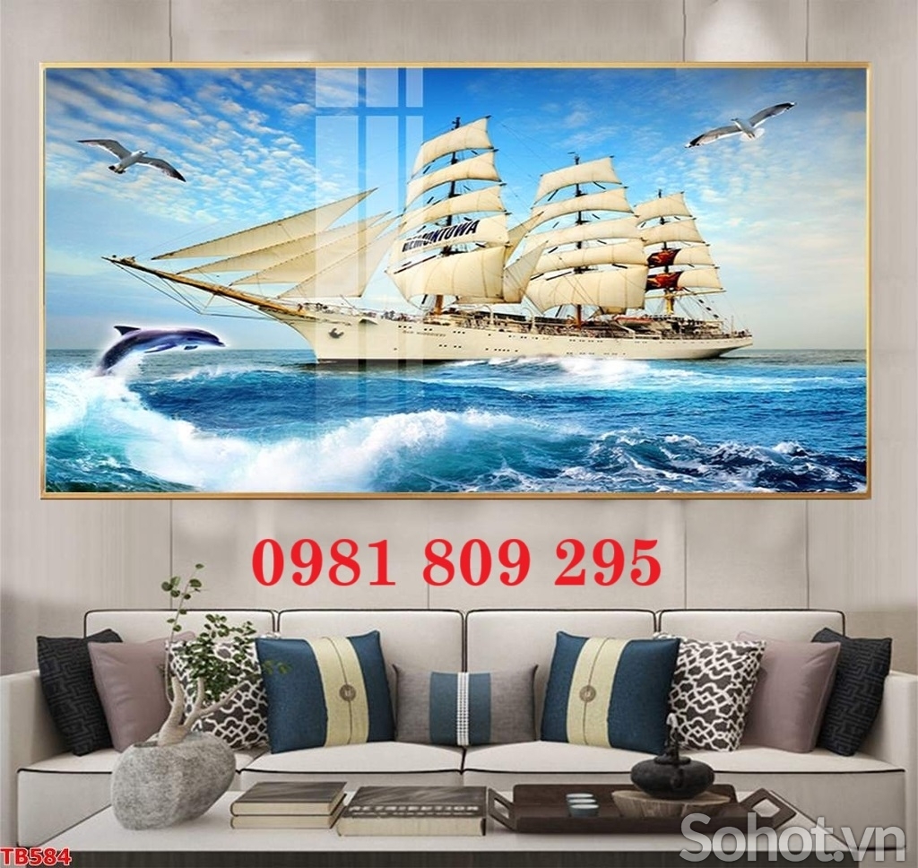 Tranh gạch men thuyền buồm