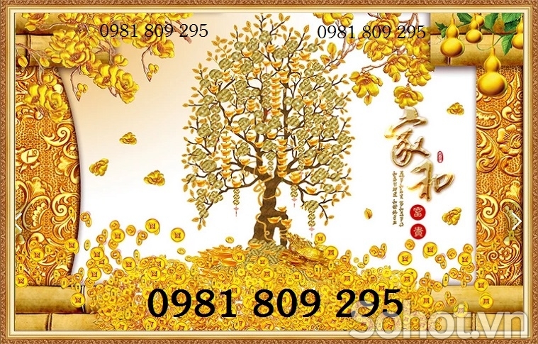 Gạch tranh 3d cây kim tiền