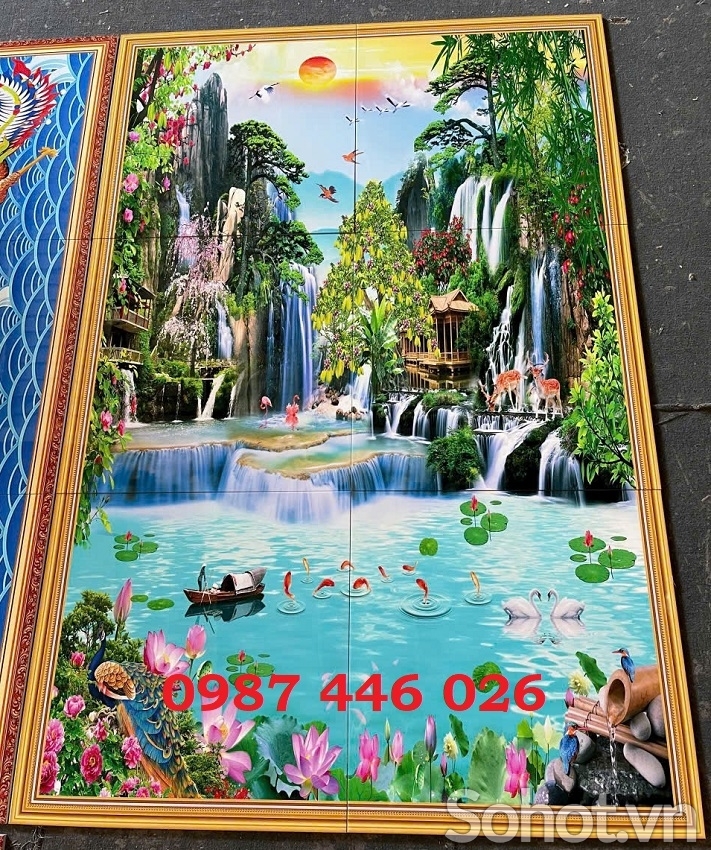 Tranh gạch men 3d ốp tường đẹp phòng khách HP622