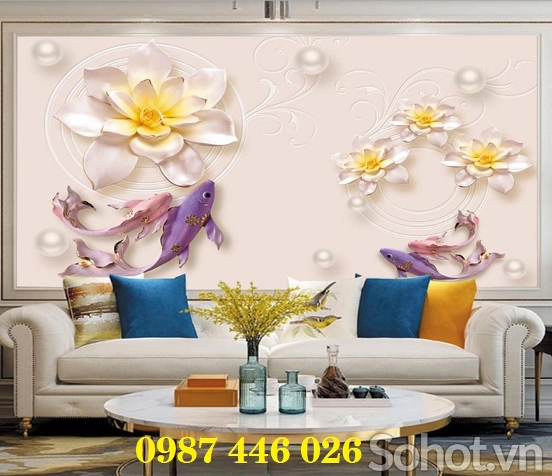 Tranh gạch men cá chép vàng HP82822