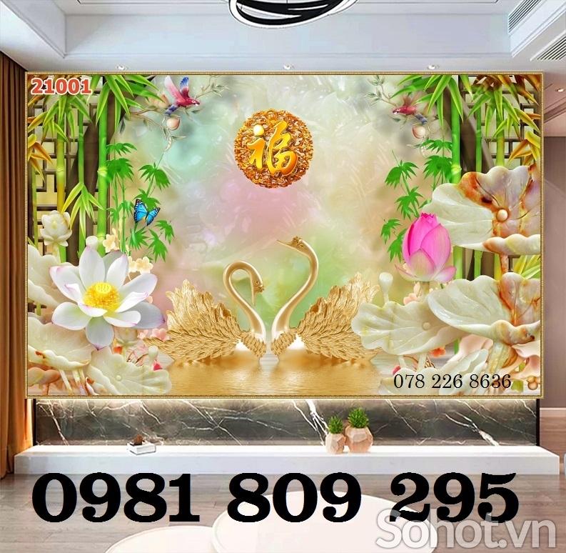 Tranh gạch - gạch trang trí 3d hoa sen