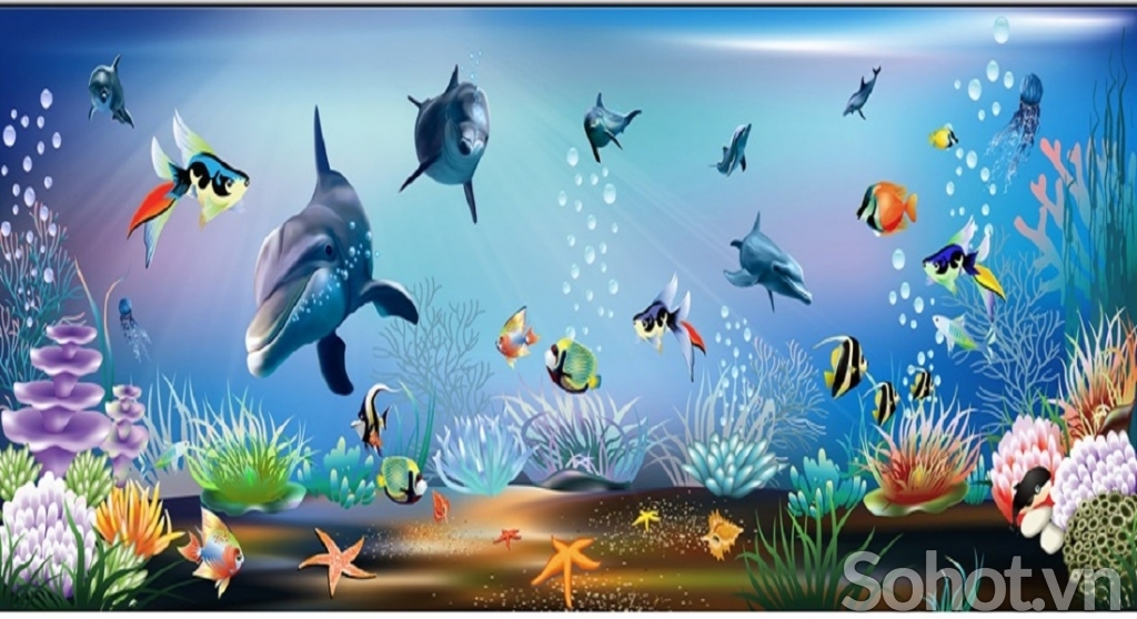 Tranh gạch cá heo đại dương 3d - 322XP