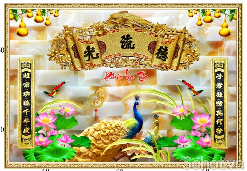 Gạch tranh ốp tường phòng thờ