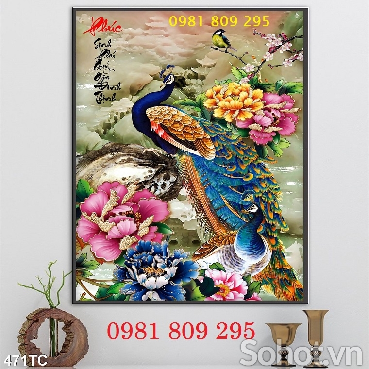 Tranh gạch chim công , gạch ốp tường cao cấp