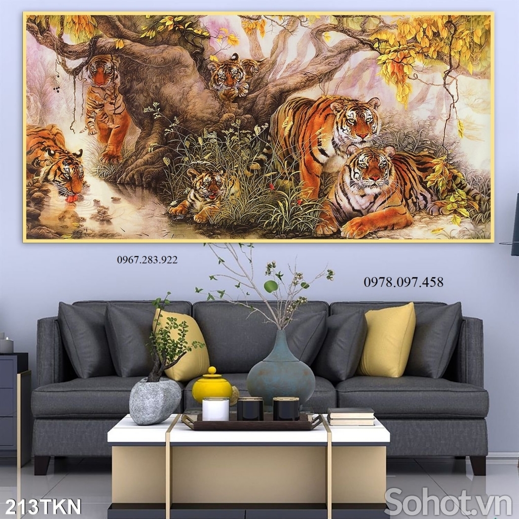 Gạch tranh dán tường hình con hổ