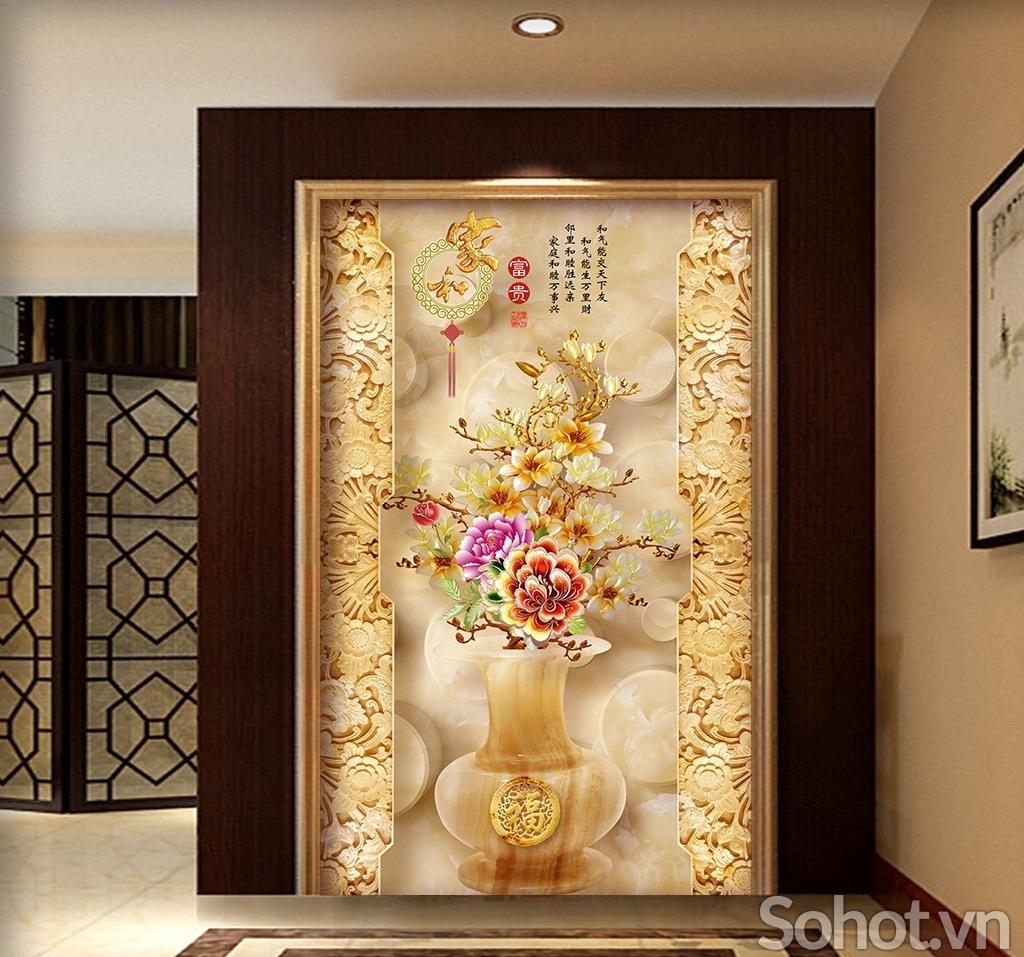 Tranh gạch 3d ốp tường bình hoa - VC433
