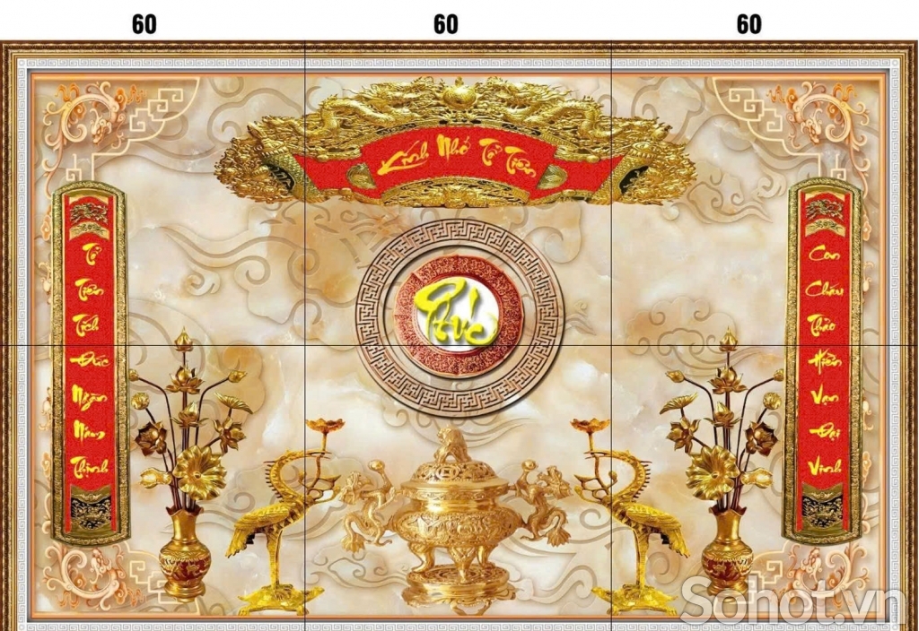 Tranh gạch 3d ốp mộ - phòng  thờ - JKM90
