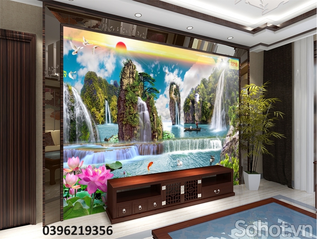 Tranh thác nước đẹp 3D trang trí