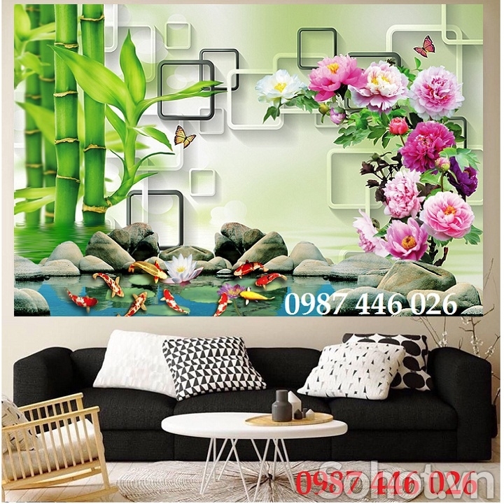 Tranh gạch men cá chép vàng P456