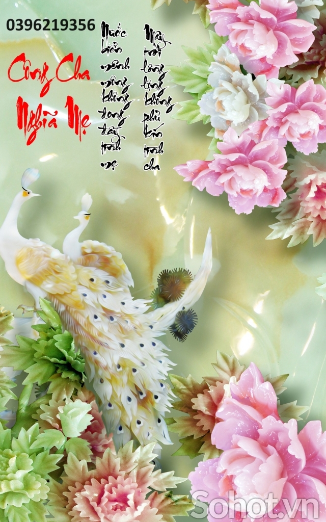 Tranh gạch khổ đứng chim công