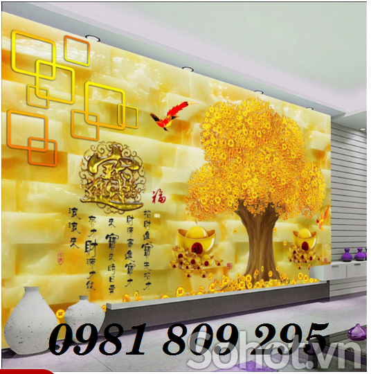 Tranh gạch men cây tiền - gạch tranh 3g AN0S