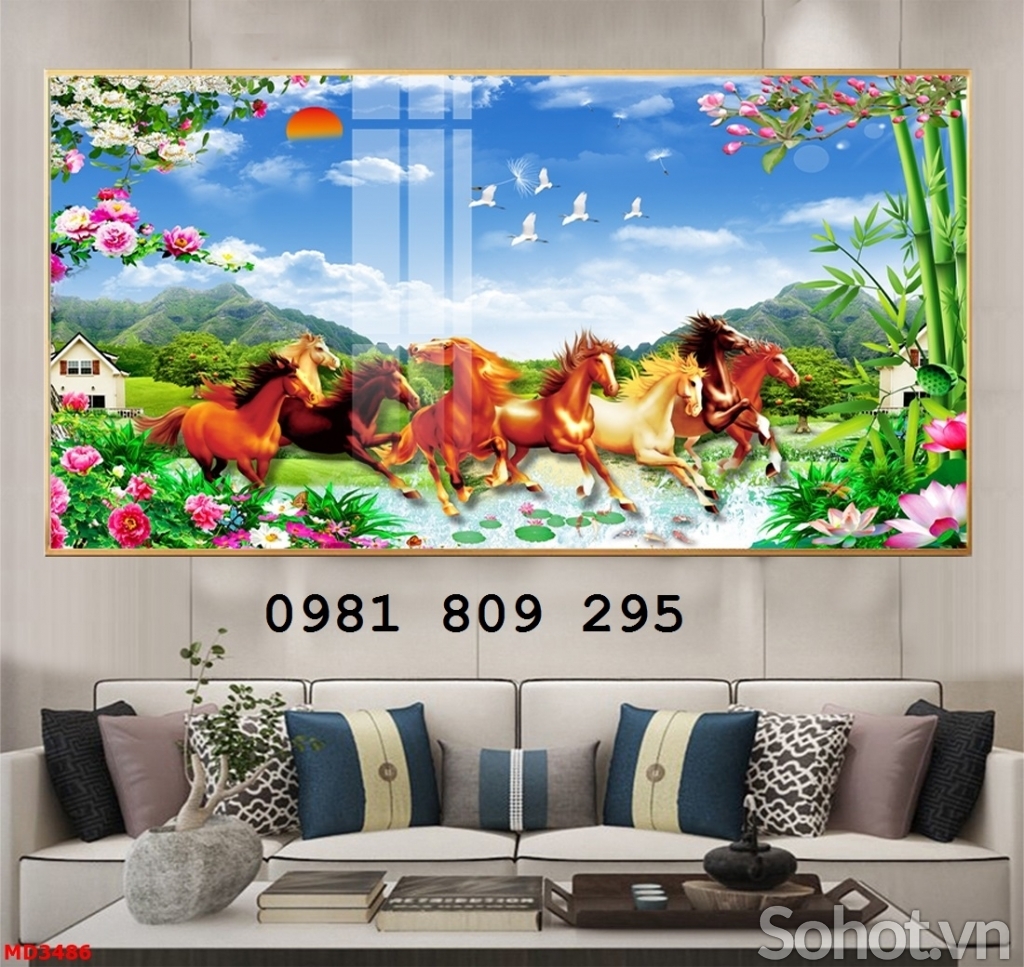 Gạch 3d ngựa - tranh gạch men