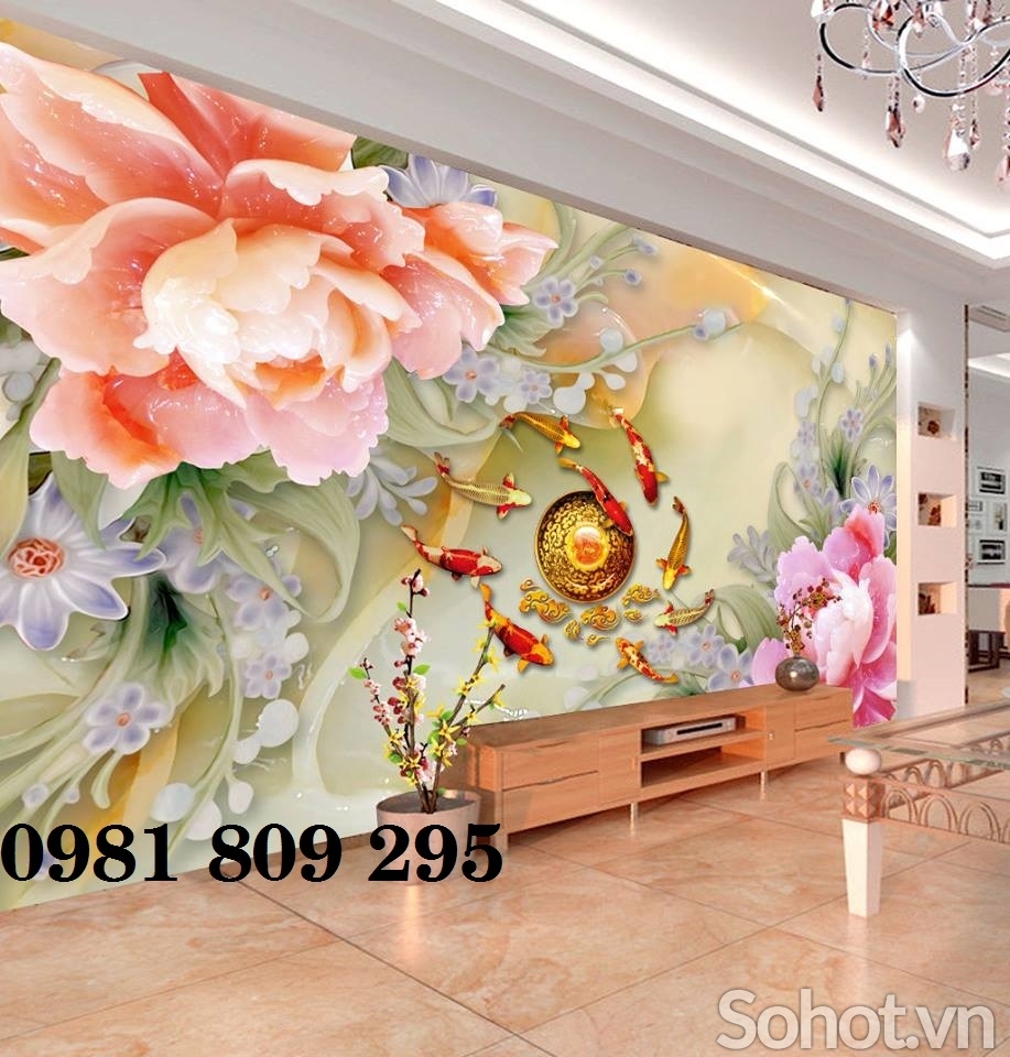 Tranh 3d mẫ đơn - gạch tranh 3d sứ ngọc