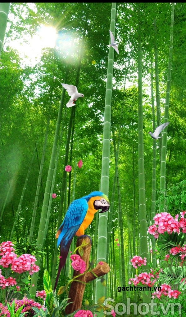Tranh tre trúc 3d - tranh gạch 3d tre trúc - 55XN