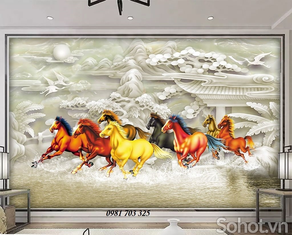 Tranh mã đáo thành công- gạch men 3D phong cảnh