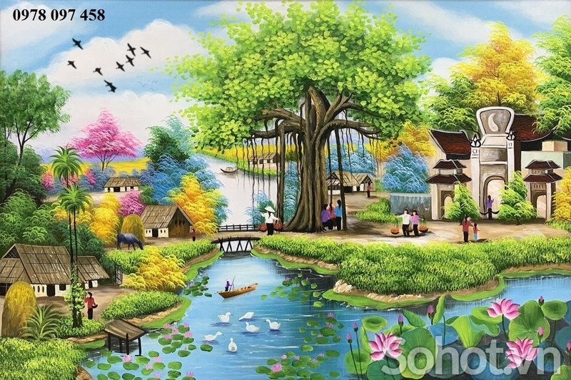 Tranh quê hương - tranh gạch 3D