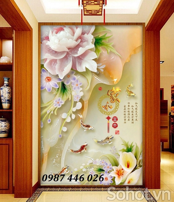 Gạch tranh hoa mẫu đơn HP9283