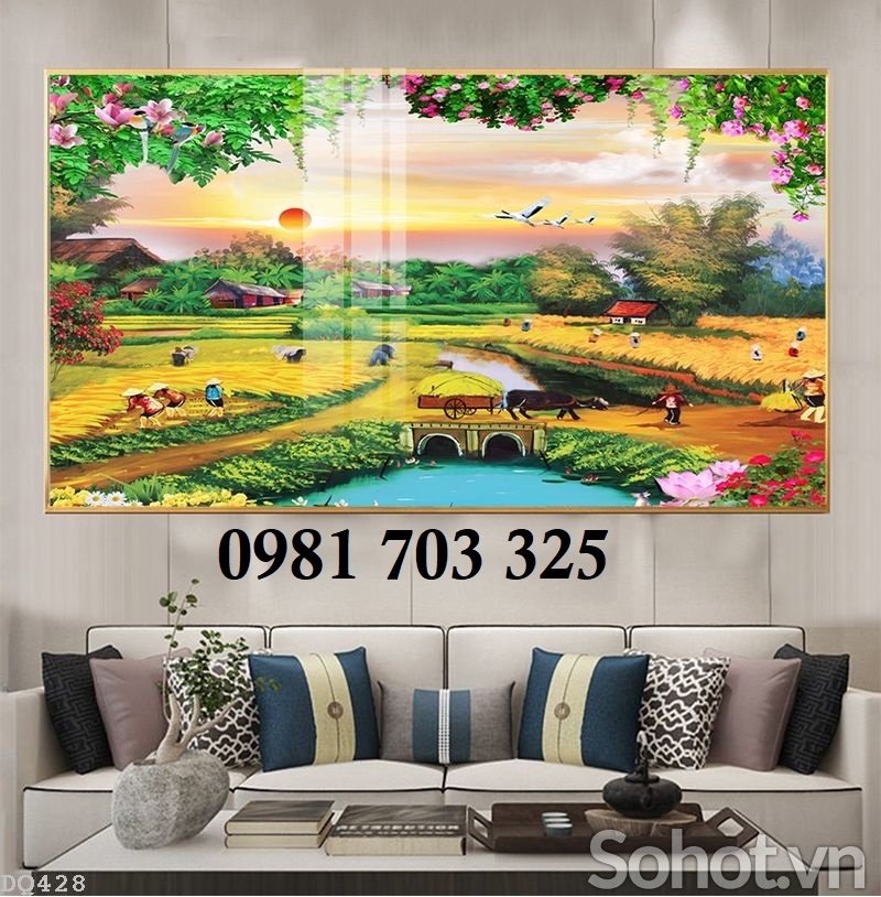Tranh gạch men 3D đồng quê