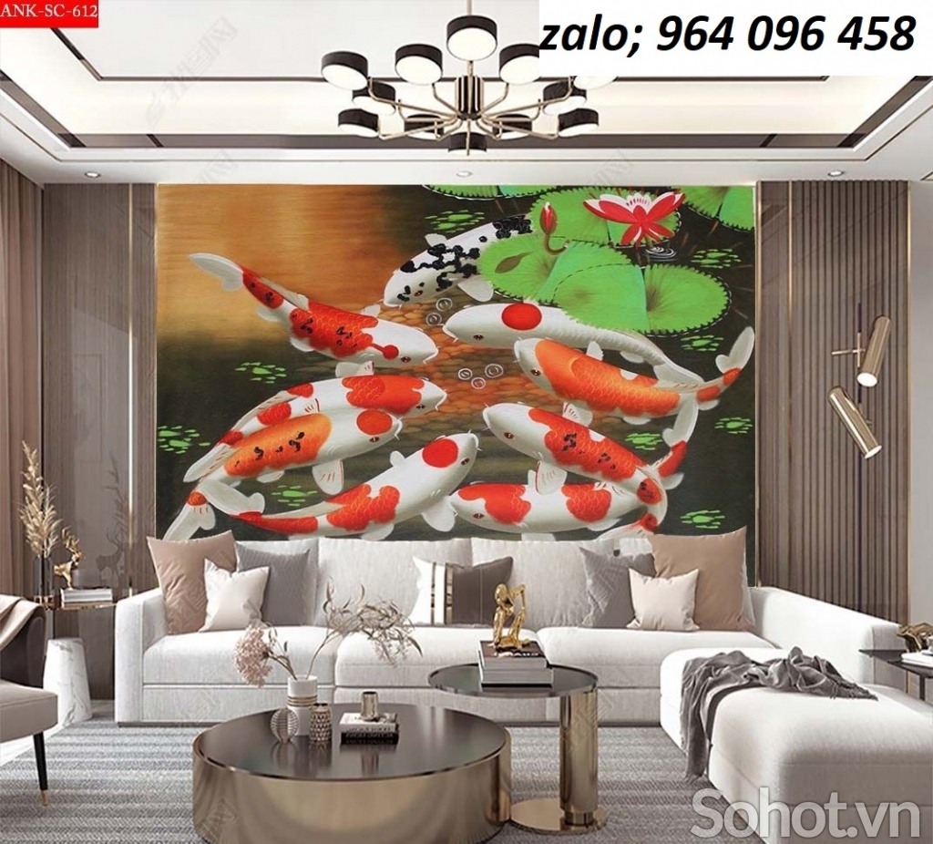 Tranh cá - tranh gạch 3d đàn cá - BV55