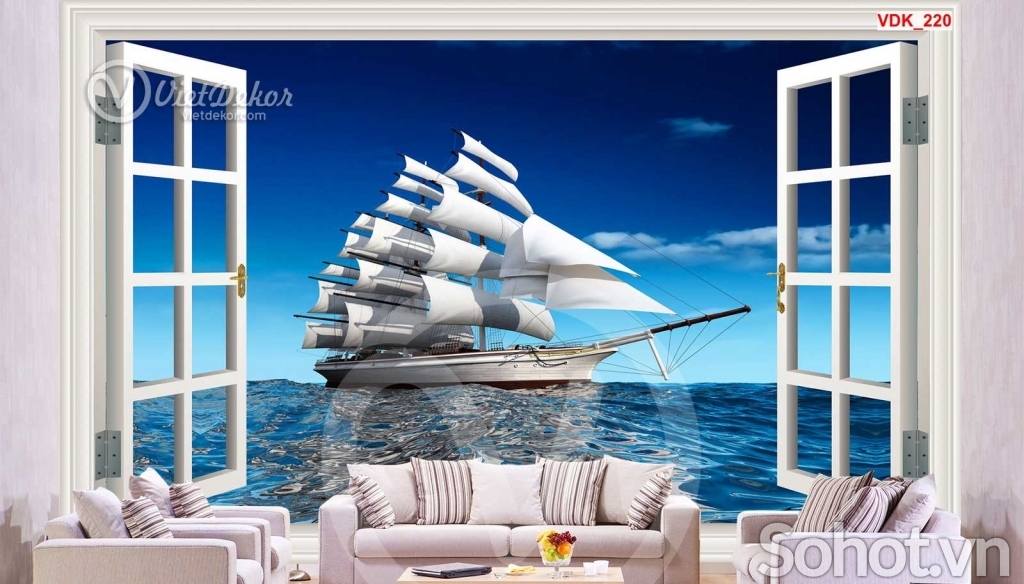 Tranh gạch thuyền buồm