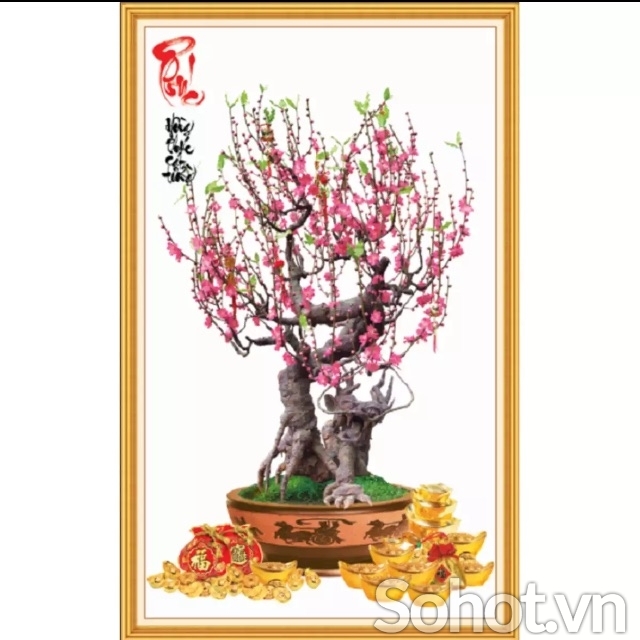 tranh gạch dán tường mẫu cây mai - CBV90