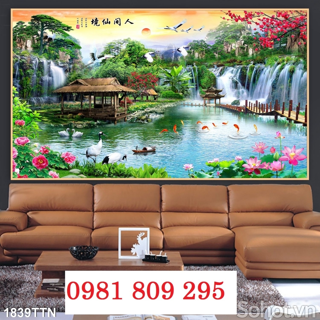 Gạch 3d phong cảnh thác nước