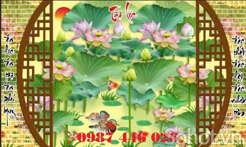 Tranh gach men hoa sen HP0222