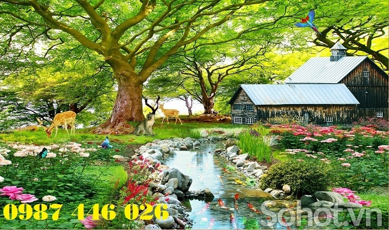 Gạch tranh ốp tường tranh phong cảnh HP27322