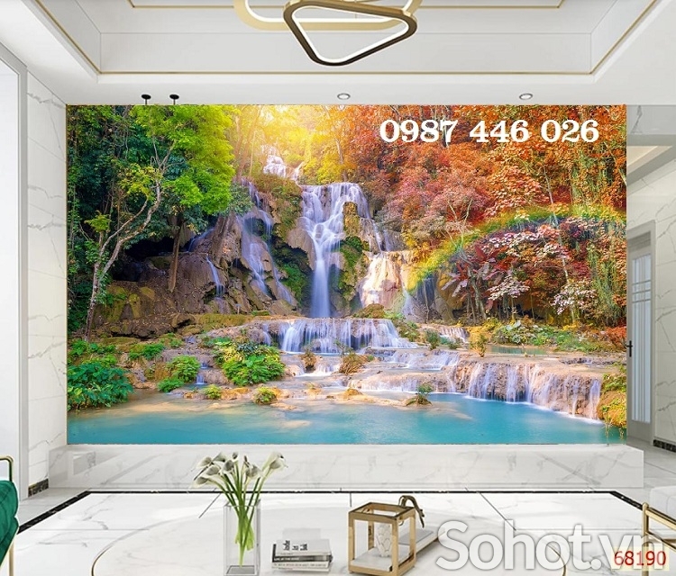 Tranh gạch men thác nước HP66344
