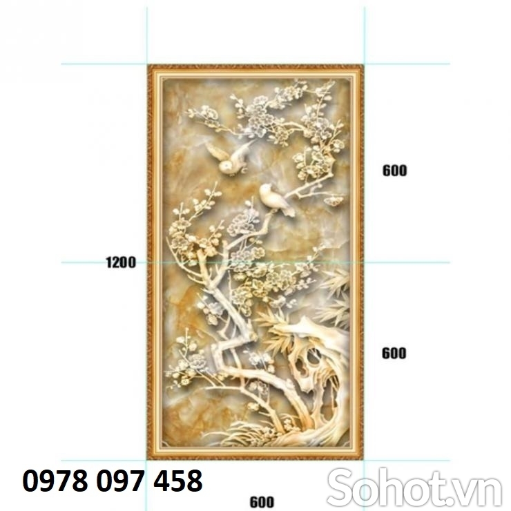 Tranh họa tiết hoa 3D trang trí tường