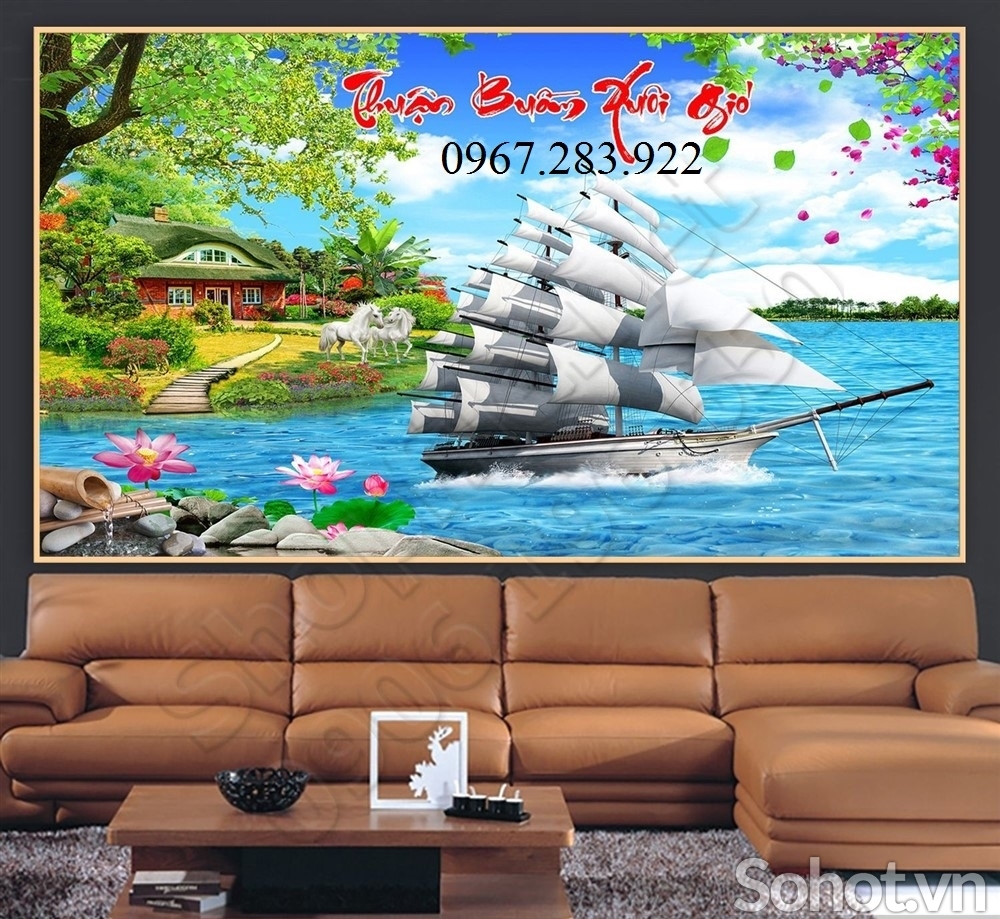 Tranh gạch- Tranh thuận buồm xuôi gió