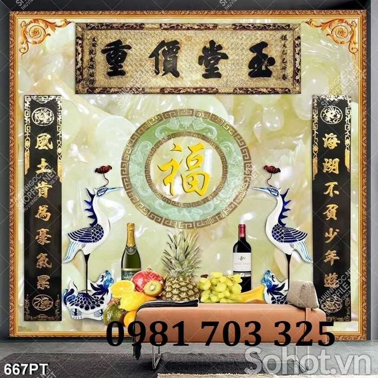 Tranh gạch đẹp trang trí phòng thờ