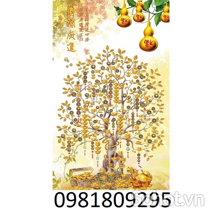 tranh cây kim tiền - gạch tranh 3d