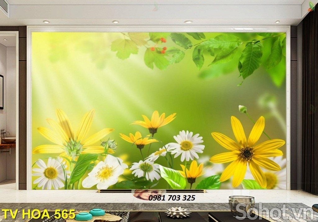 Tranh gạch 3D phong cảnh vườn hoa