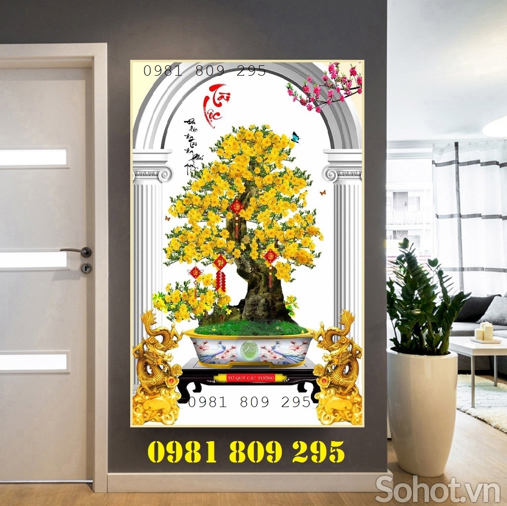 Gạch 3d hoa mai , tranh phú quý tài lộc HN2929