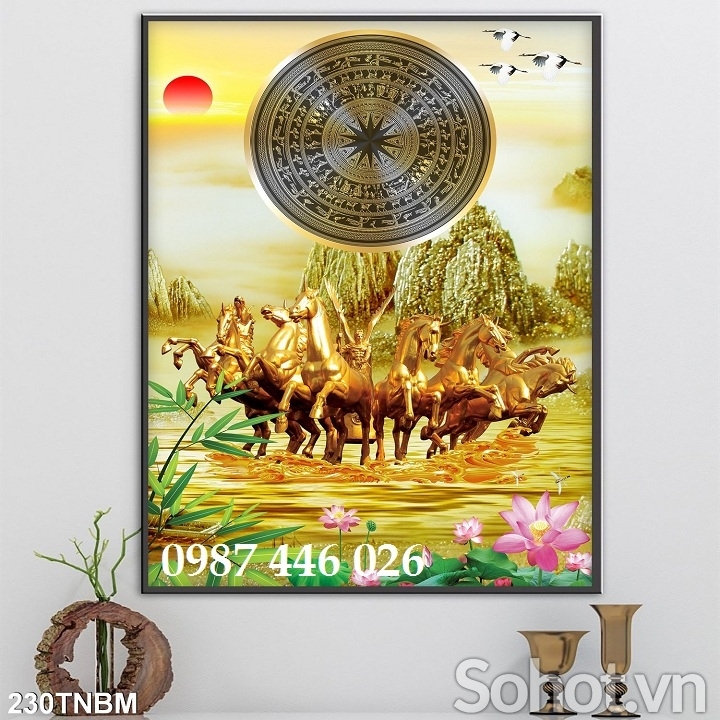 Tranh ngựa, gạch tranh bát mã HP233
