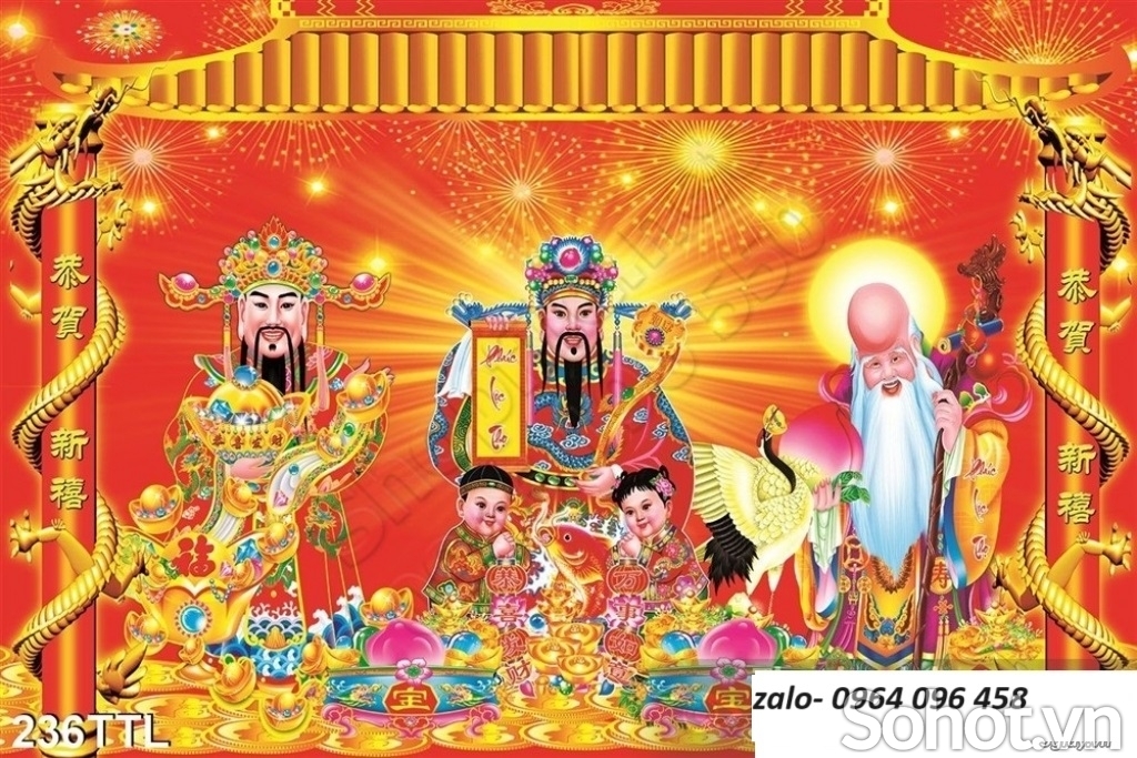 Tranh gạch 3d ốp tường phúc lộc thọ - 244XCCC