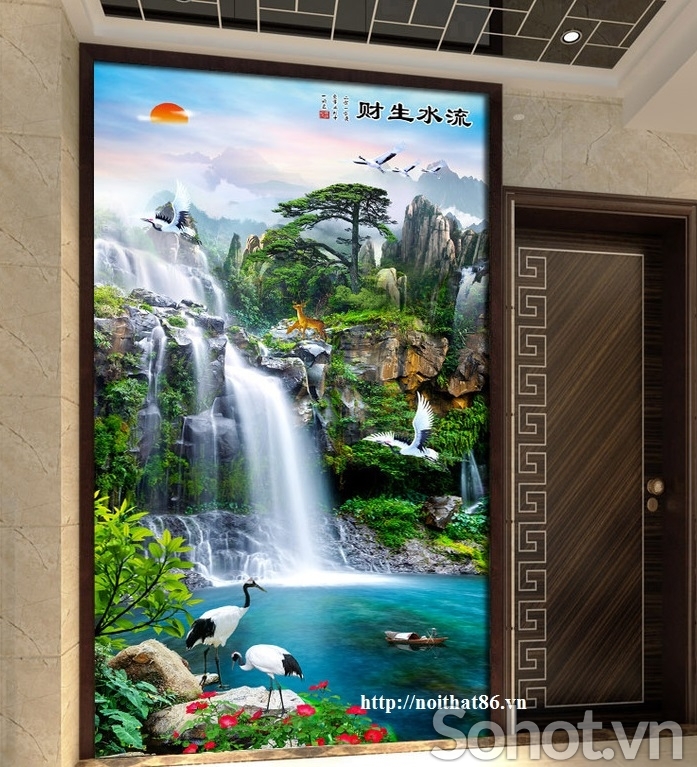 Tranh gạch 3d phong cảnh ốp tường khổ đứng - 24XCC