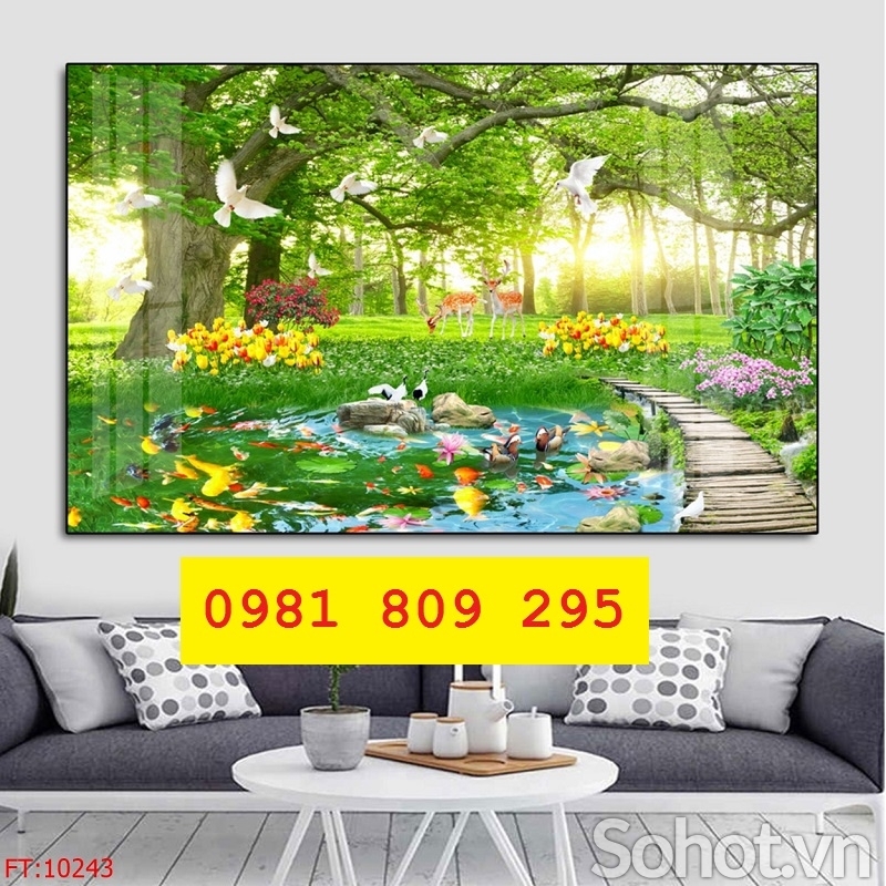 Mẫu tranh thiên nhiên , gạch 3d ốp tường