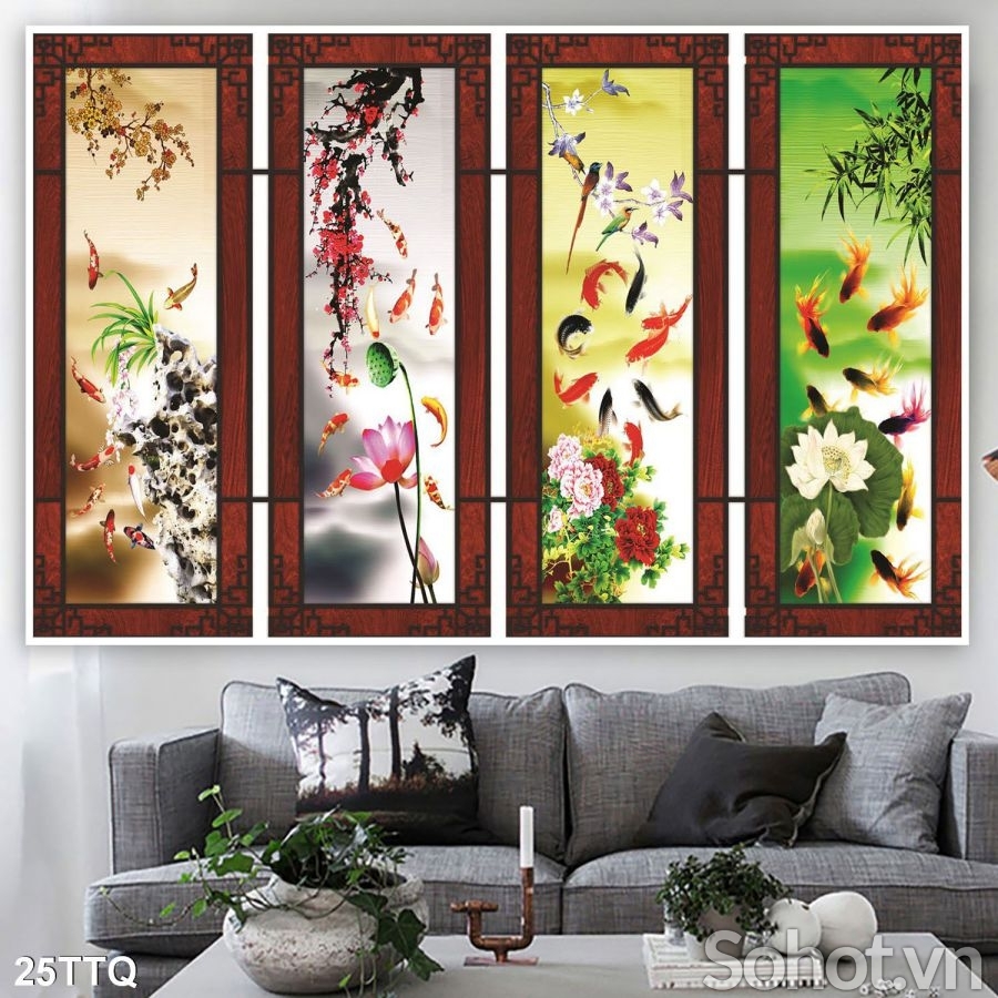 Phòng khách đep ốp tranh gạch men