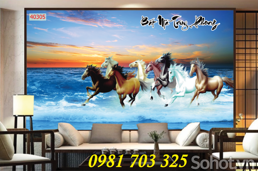 tranh 3D phong thủy,gạch tranh bát mã