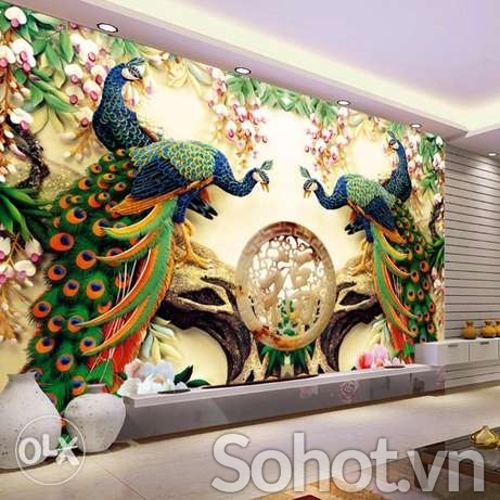 Tranh gạch men 3d chim công phong thủy - GBV33