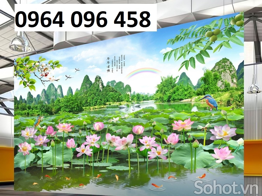 Tranh gạch 3d ốp tường hoa sen - 899CNB