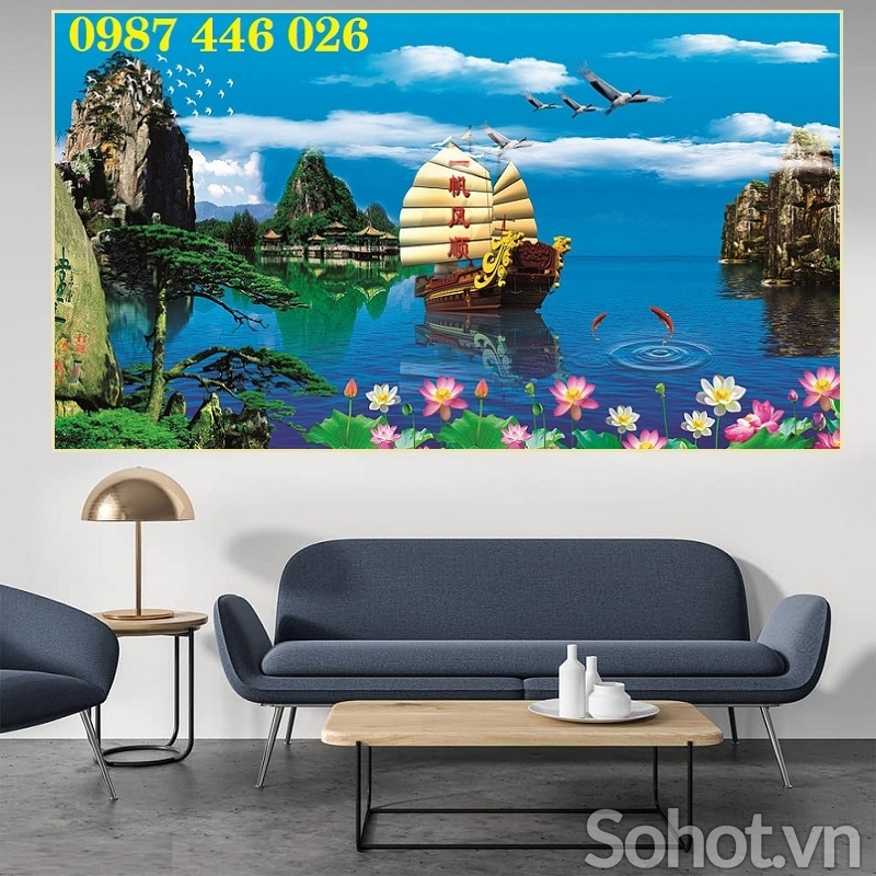 Tranh gạch men thuyền buồm lướt sóng HP9172