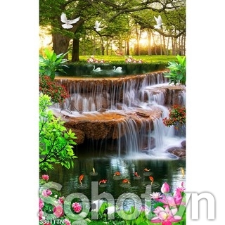 Tranh gạch 3d ốp tường phong cảnh khổ đứng - KJHG5