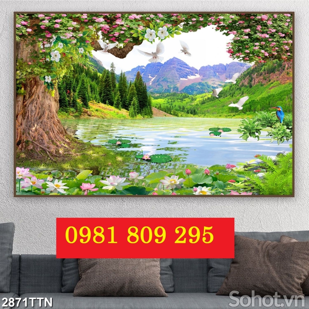 Tranh phong cảnh - gạch 3d sơn thủy hữu tĩnh