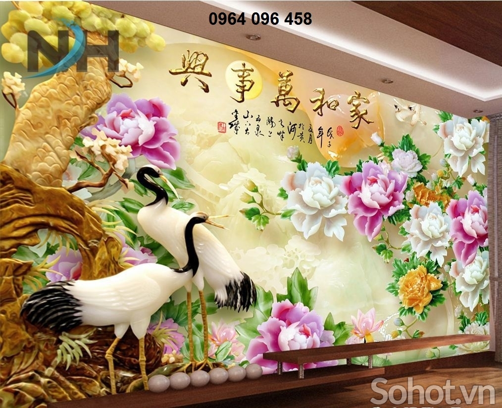 Tranh gạch 3d phong thủy phòng khách - Q96