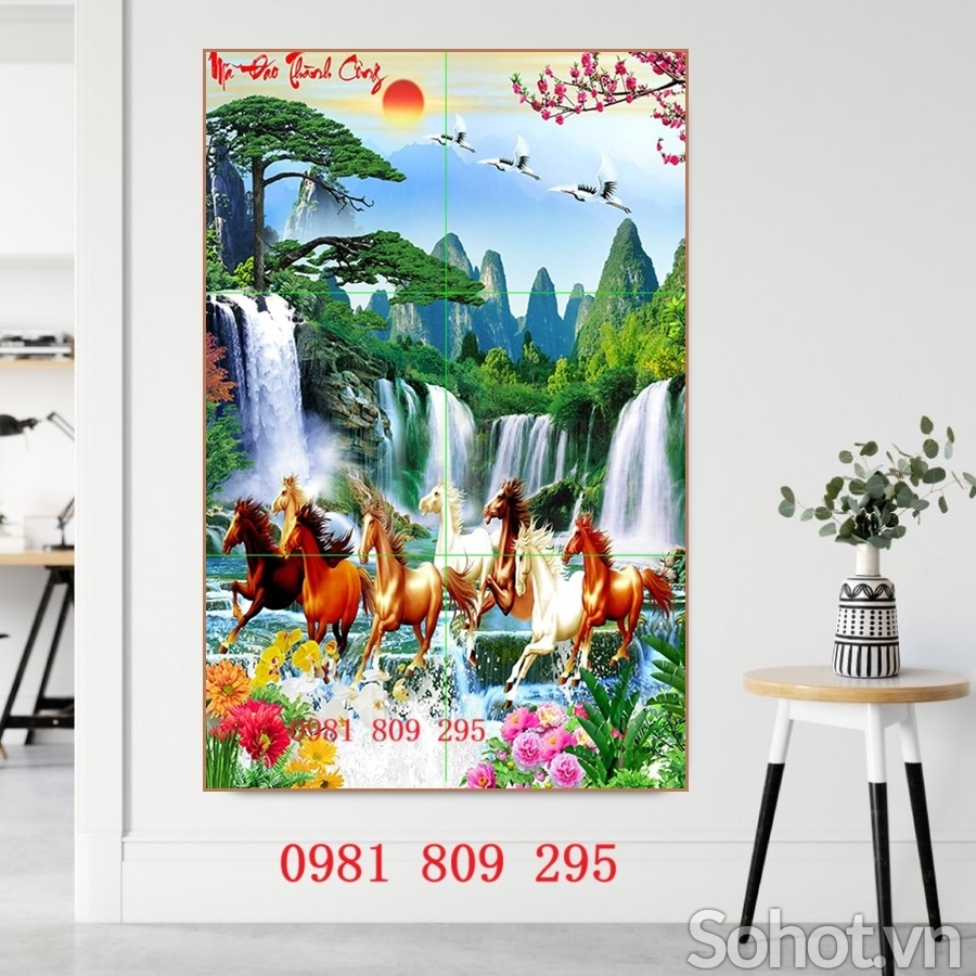 Tranh gạch ốp tường 3d thác nước