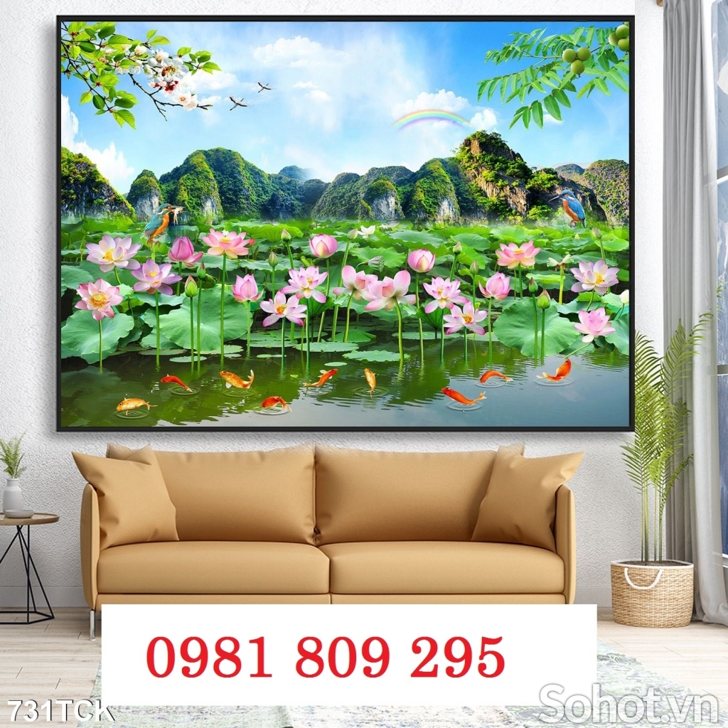 Gạch trang trí hoa sen 3d